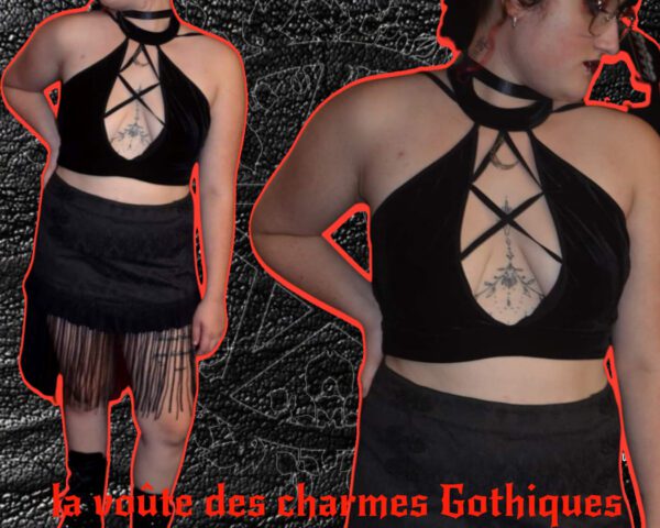 Top Devil fashion lacé décolleté