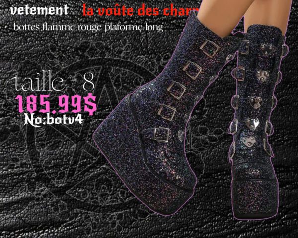 botte scintillante boucle en cœur plateforme en cuir synthétique (taille 6 disponible dans le moment)