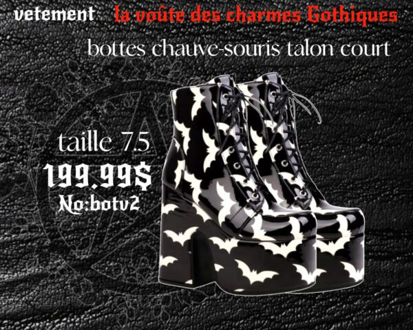 Talon haut plateforme chauve souris cuir pu