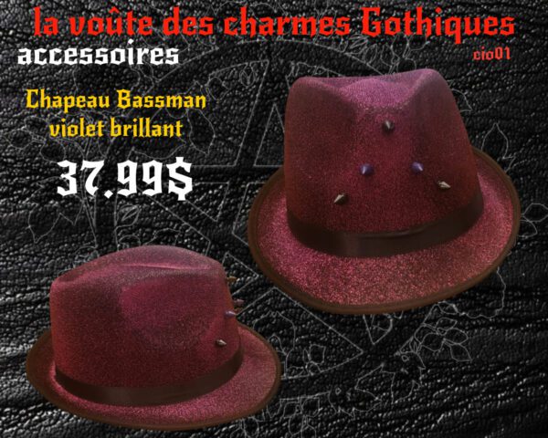 Chapeau Bassman goth spike violet brillant - Image 3