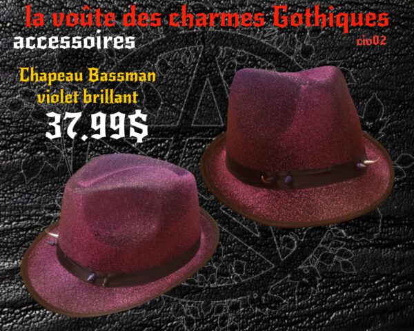 Chapeau Bassman goth spike violet brillant - Image 4