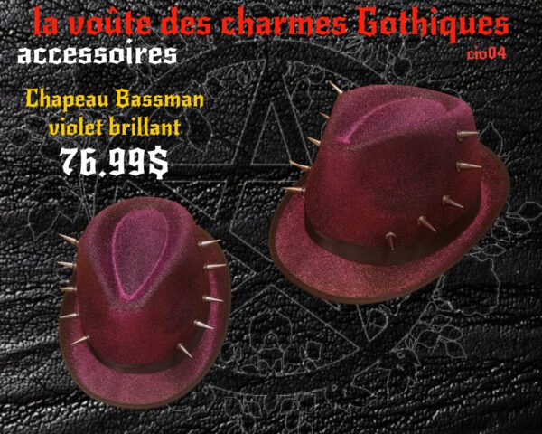 Chapeau Bassman goth spike violet brillant