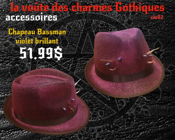 Chapeau Bassman goth spike violet brillant - Image 2