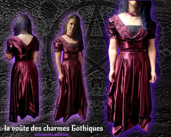 Magnifique robe Violet et satin style 1800 médium réalisée par lize création 100% Québecoise