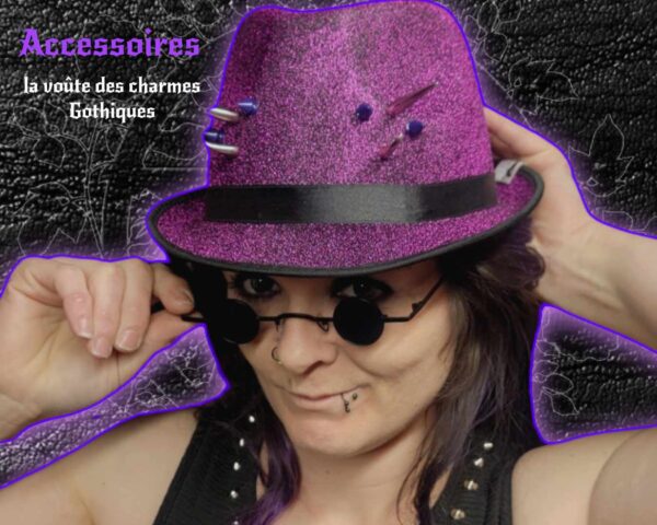 Chapeau Bassman goth spike violet brillant - Image 5