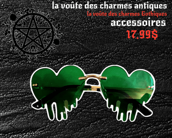 Lunette stylisée en cœur vert