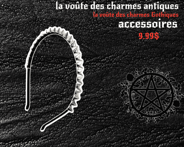 Bandeau à cheveux en métal spike argent