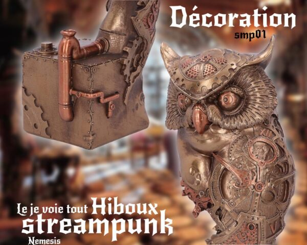 magnifique sculpture  29 cm 
Hibou streampunk  / figurine en résine