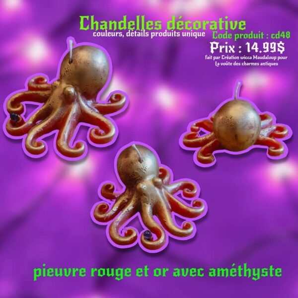 Bougies Pieuvres avec Améthyste