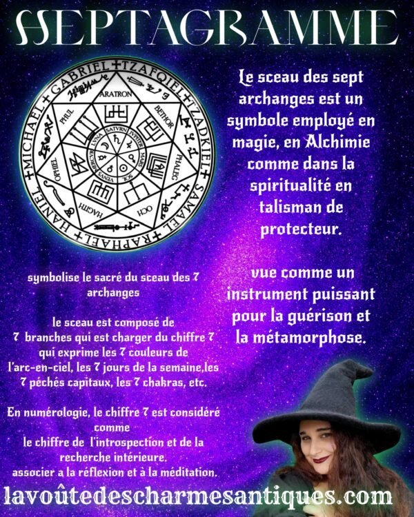 talisman Heptagramme /sceau des 7 archanges  en acier inoxydable