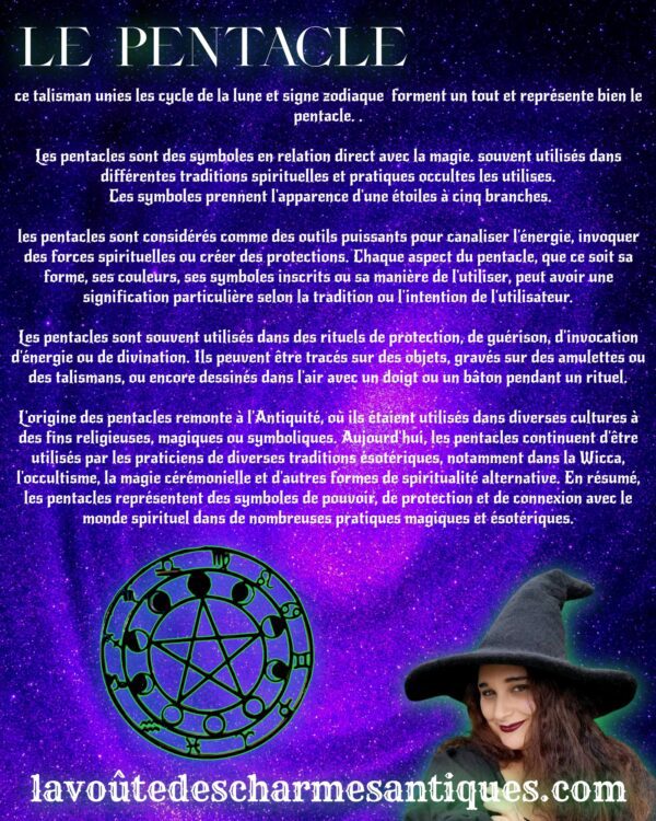 talisman pentacle en acier inoxydable