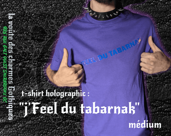 t-shirt violet 'j'feel du tabarnak' medium