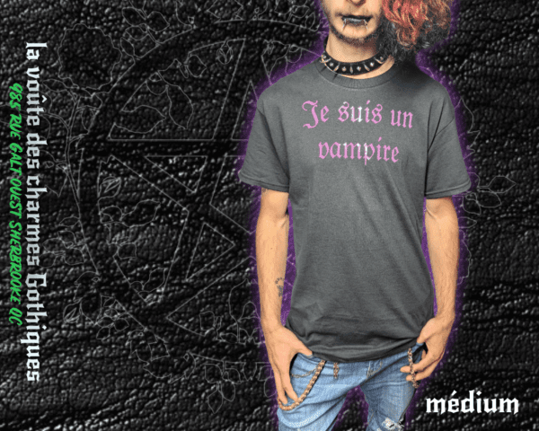 t-shirt ''je suis un vampire '' medium - Image 3