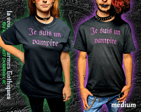 t-shirt ''je suis un vampire '' medium - Image 4