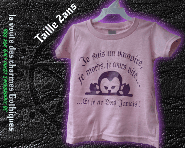 t-shirt rose " je suis un vampire pour enfant 2 ans - Image 4