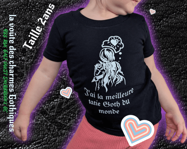 t-shirt noir " ma tatie Goth " illustration fait par wiccawolf taille 2ans - Image 3