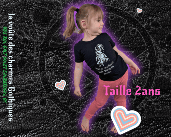 t-shirt noir " ma tatie Goth " illustration fait par wiccawolf taille 2ans