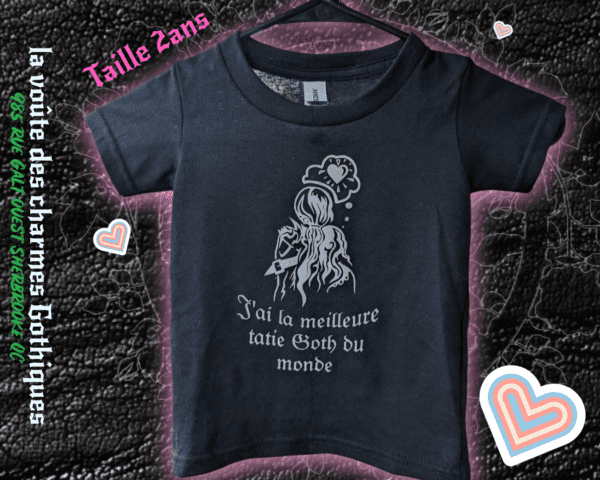 t-shirt noir " ma tatie Goth " illustration fait par wiccawolf taille 2ans - Image 2