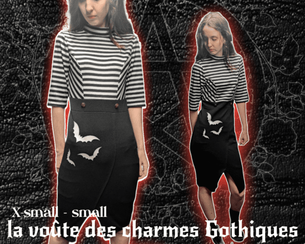 Robe chauve souris noir et blanche relooking unique - Image 2